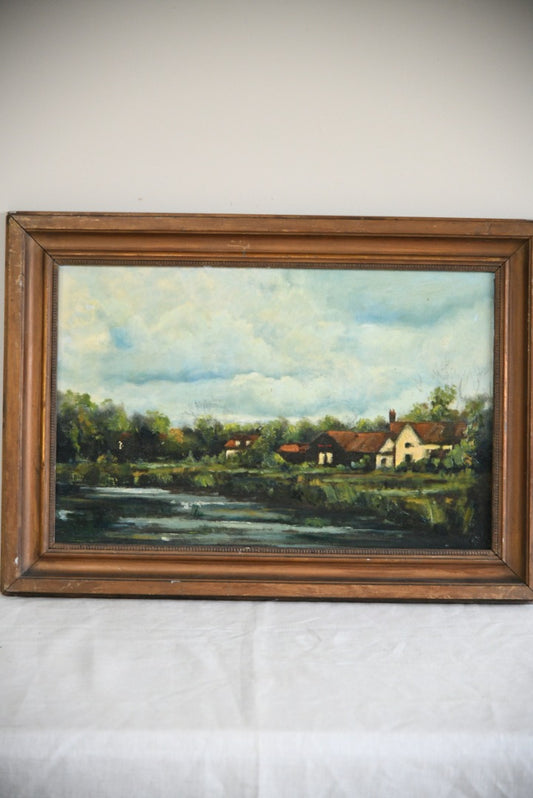 Rural River Landscape Oil Painting