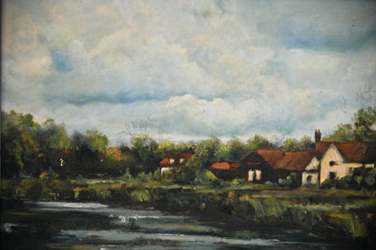 Rural River Landscape Oil Painting