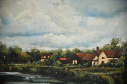 Rural River Landscape Oil Painting