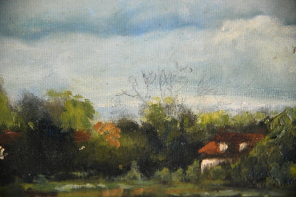 Rural River Landscape Oil Painting