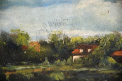 Rural River Landscape Oil Painting