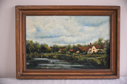 Rural River Landscape Oil Painting