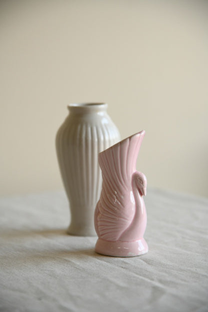 Small White Vase and Pink Swan Vase