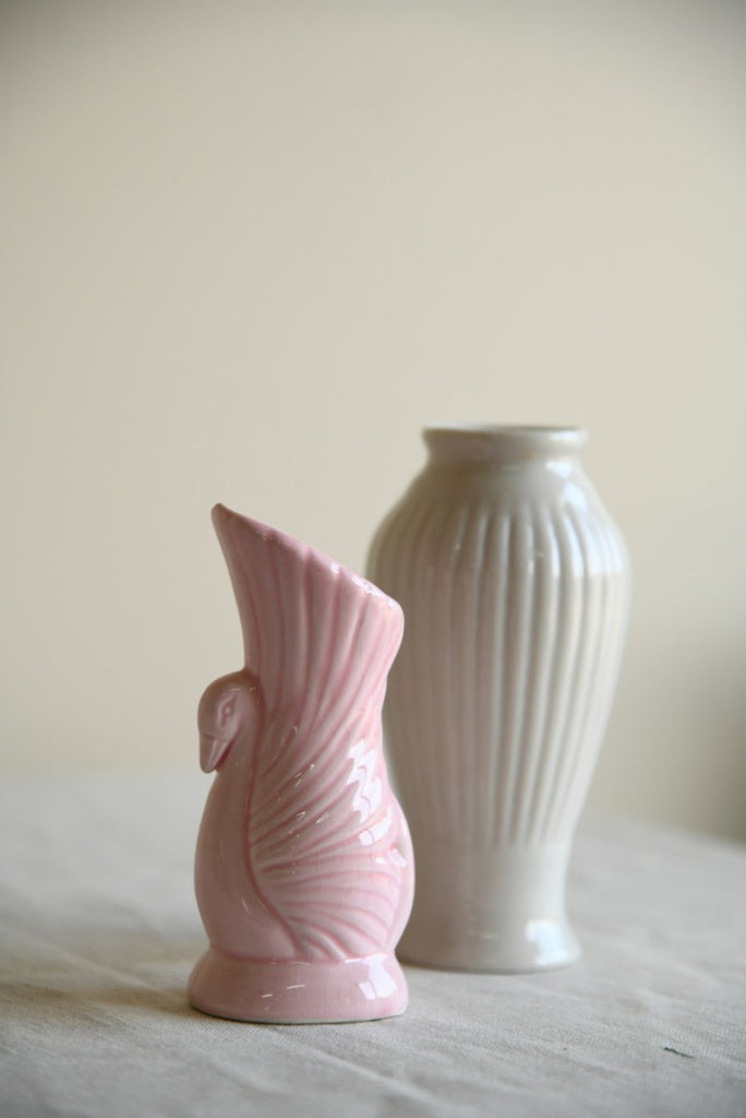 Small White Vase and Pink Swan Vase