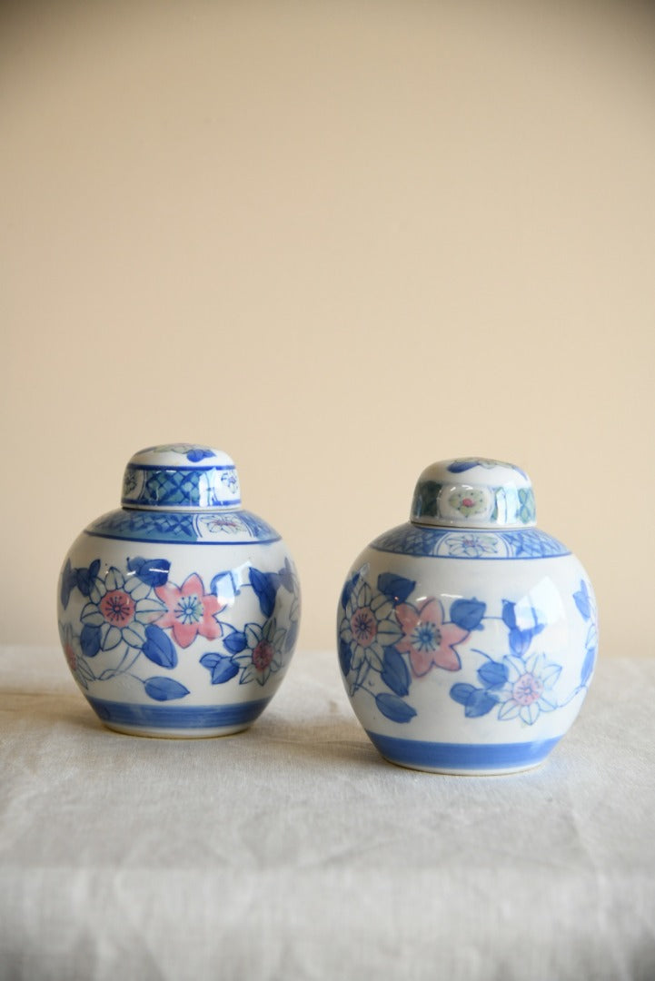 Pair Blue and White Ginger Jars