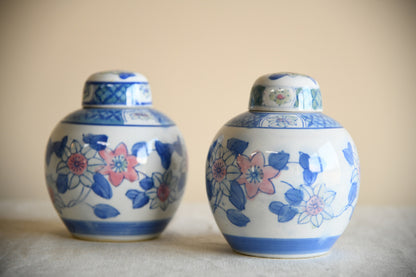 Pair Blue and White Ginger Jars