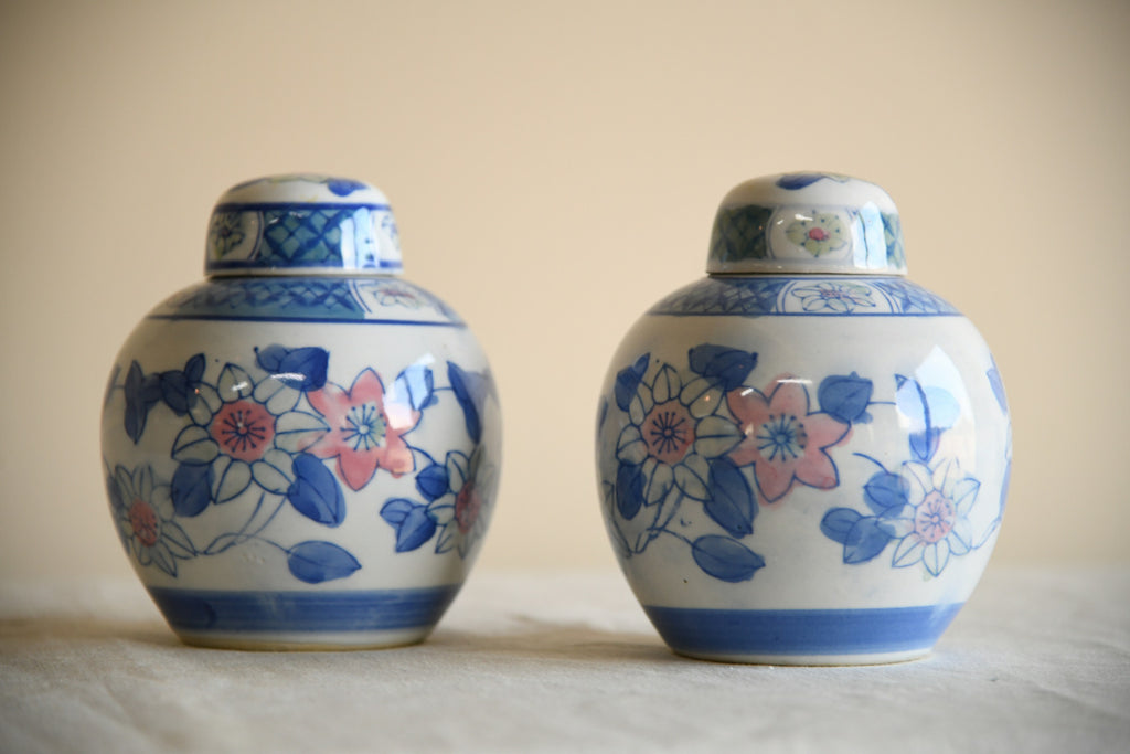 Pair Blue and White Ginger Jars