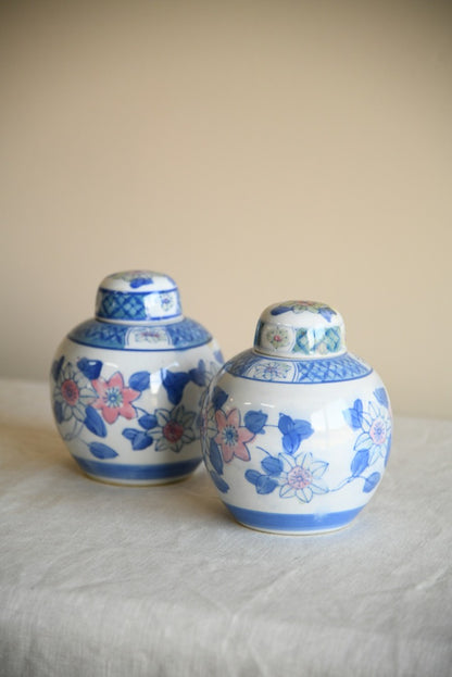 Pair Blue and White Ginger Jars