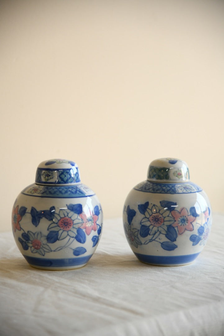 Pair Blue and White Ginger Jars