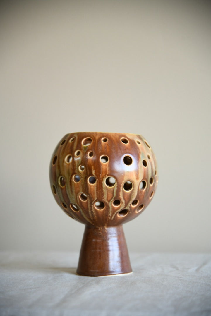 Pierced Studio Pottery Candle  Holder