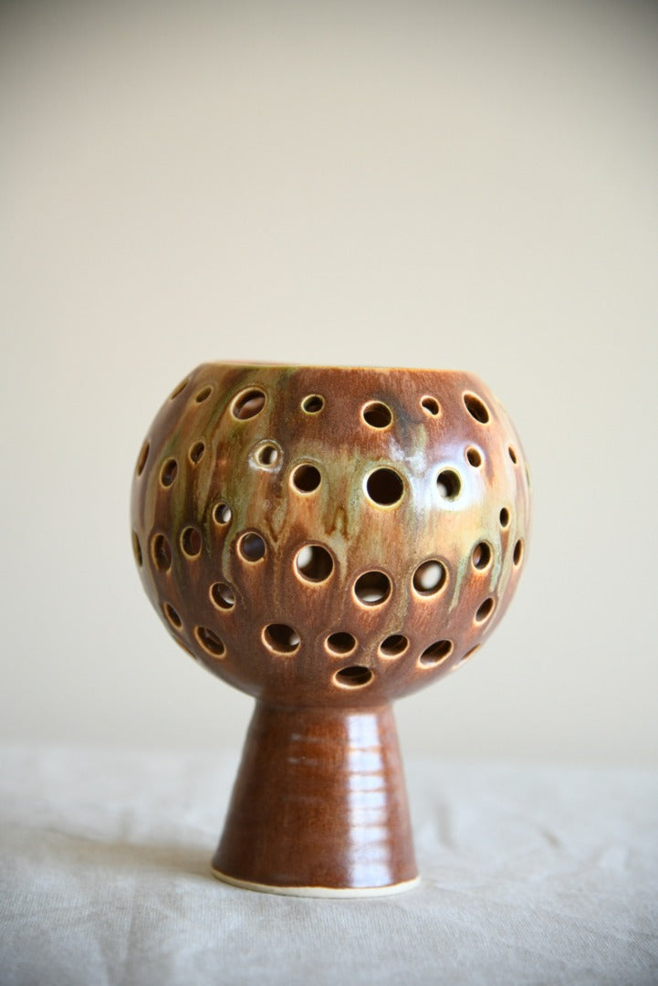 Pierced Studio Pottery Candle  Holder