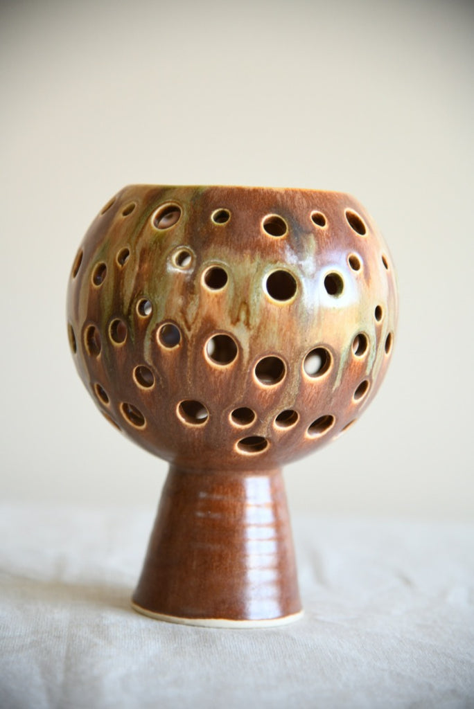 Pierced Studio Pottery Candle  Holder