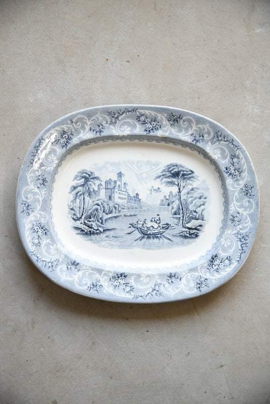 Antique Staffordshire Blue Transferware Platter