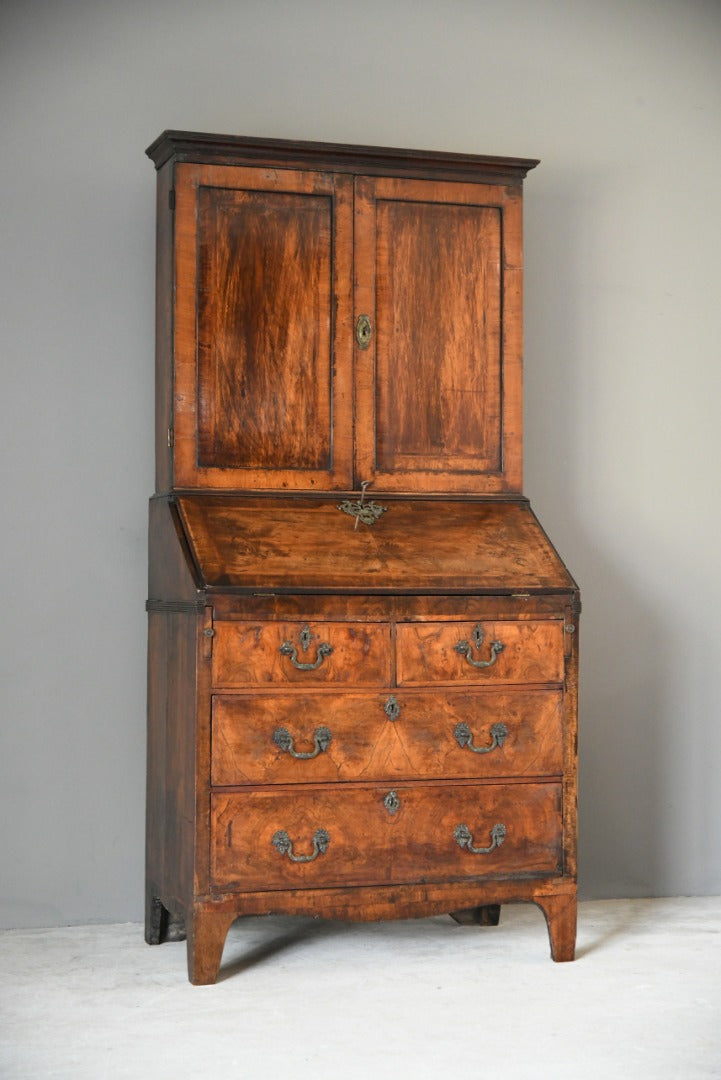 Antique Georgian Walnut Bureau Bookcase