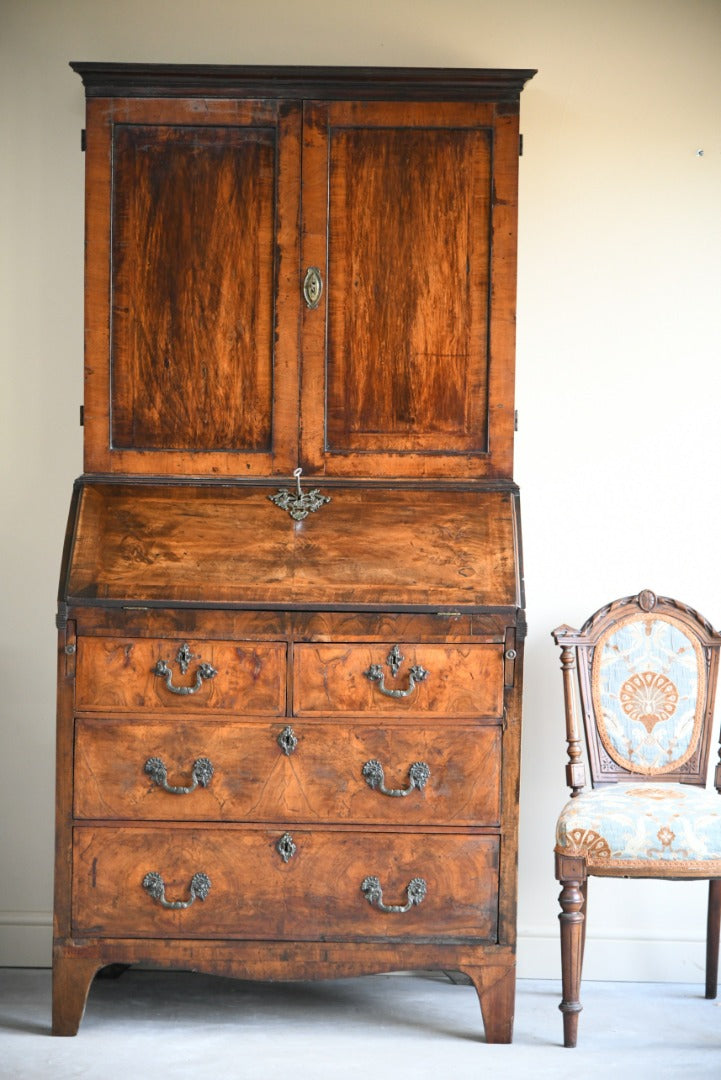 Antique Georgian Walnut Bureau Bookcase