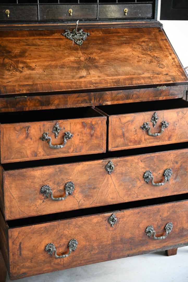 Antique Georgian Walnut Bureau Bookcase