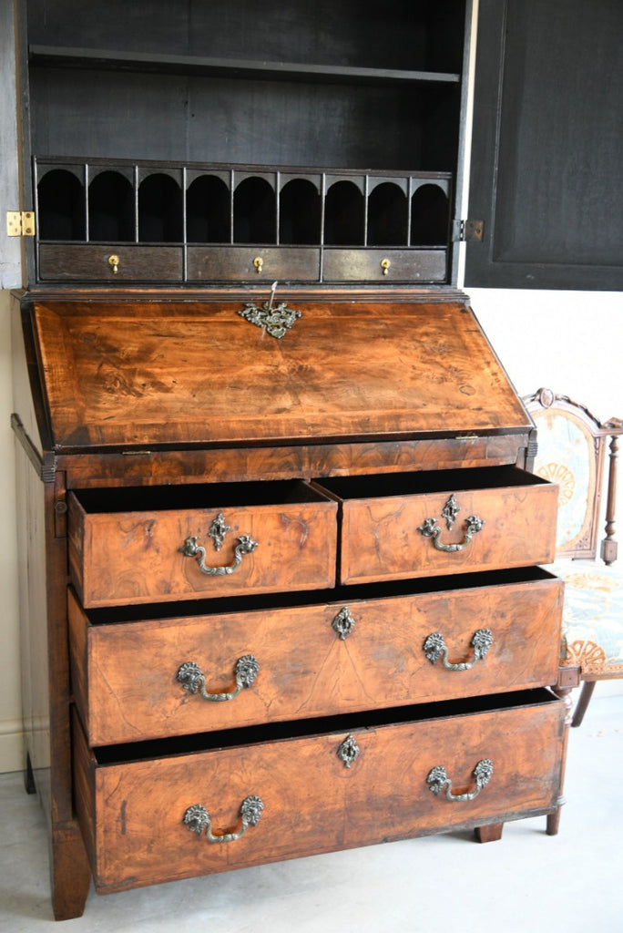 Antique Georgian Walnut Bureau Bookcase