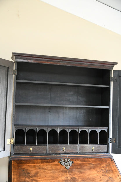 Antique Georgian Walnut Bureau Bookcase