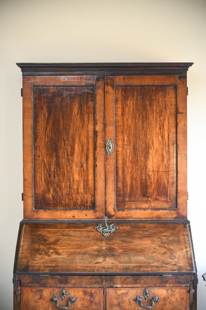 Antique Georgian Walnut Bureau Bookcase