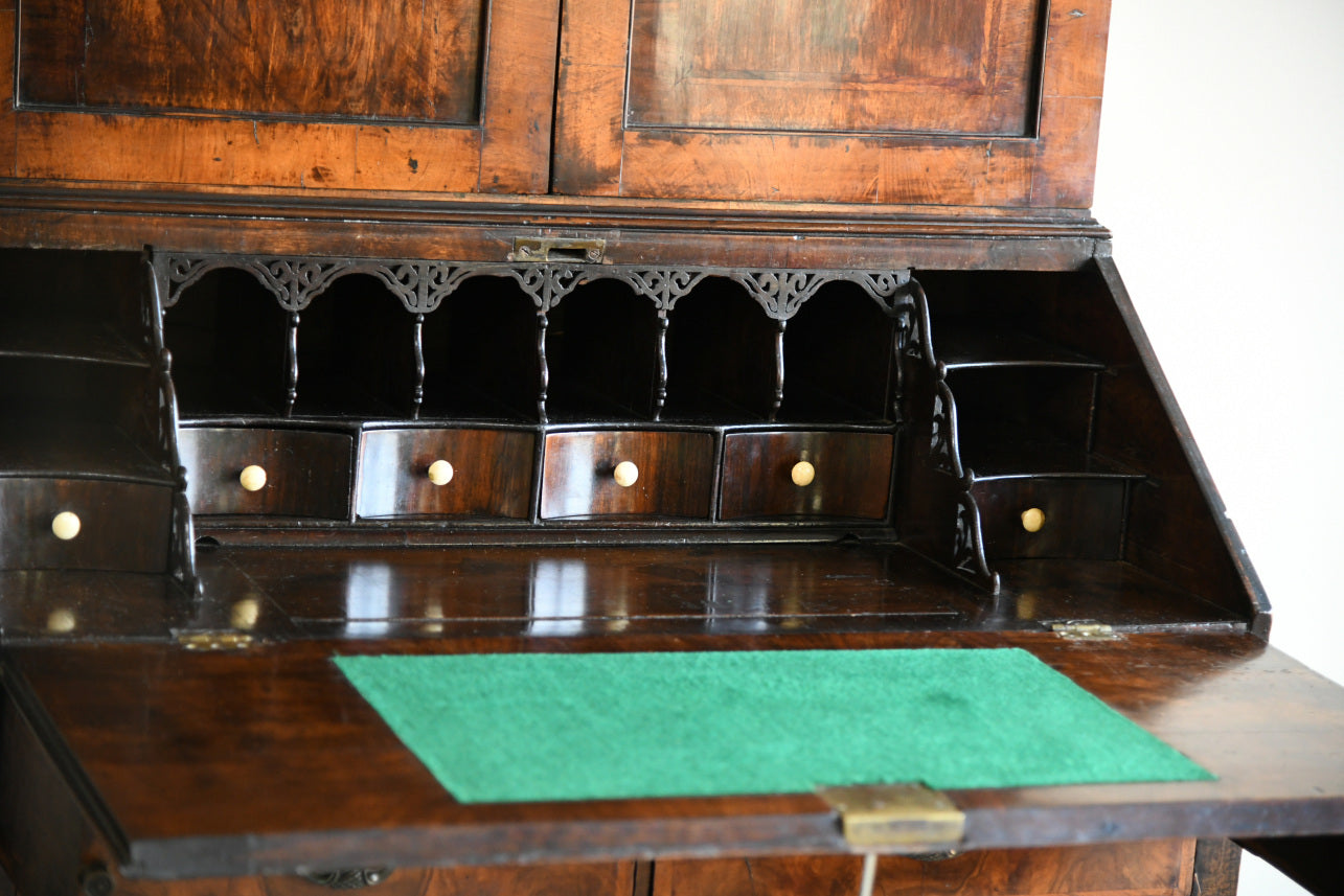 Antique Georgian Walnut Bureau Bookcase