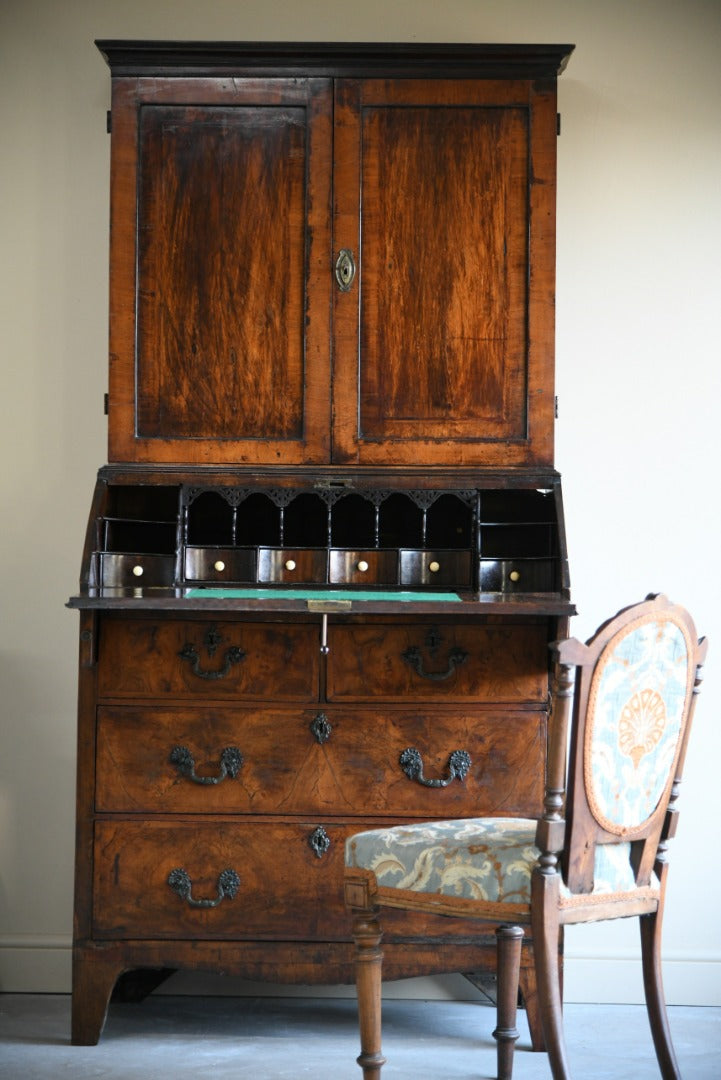 Antique Georgian Walnut Bureau Bookcase