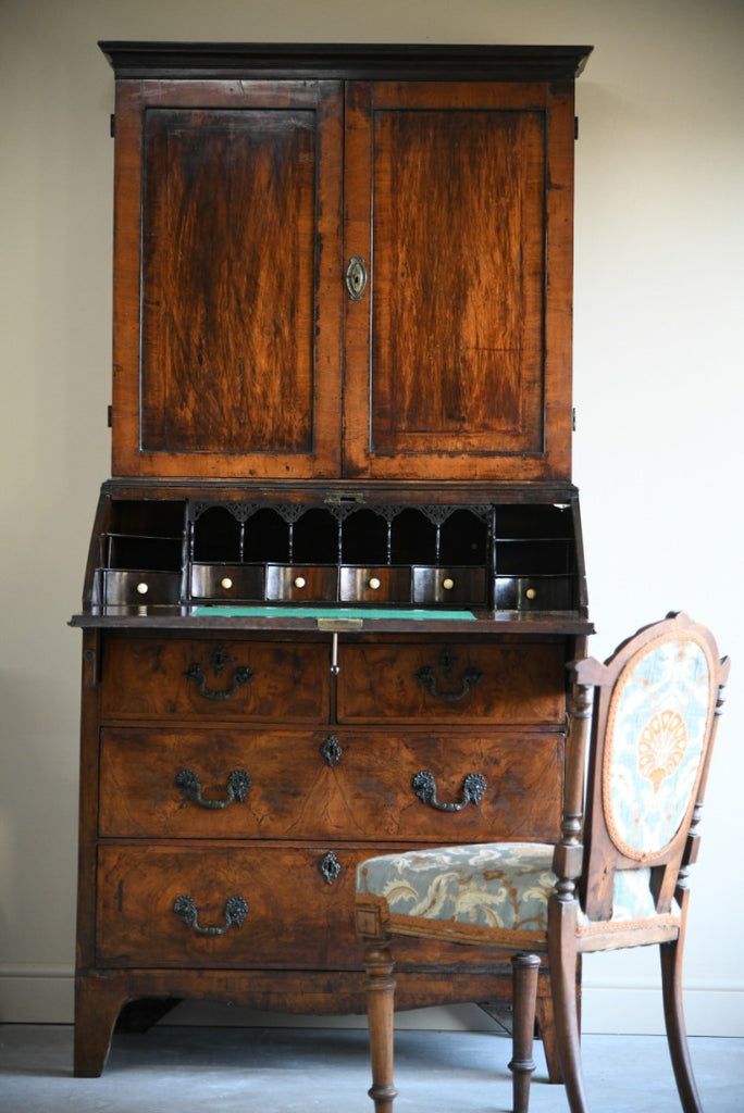 Antique Georgian Walnut Bureau Bookcase