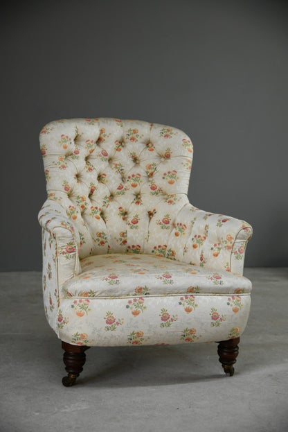 Antique Floral Upholstered Tub Chair