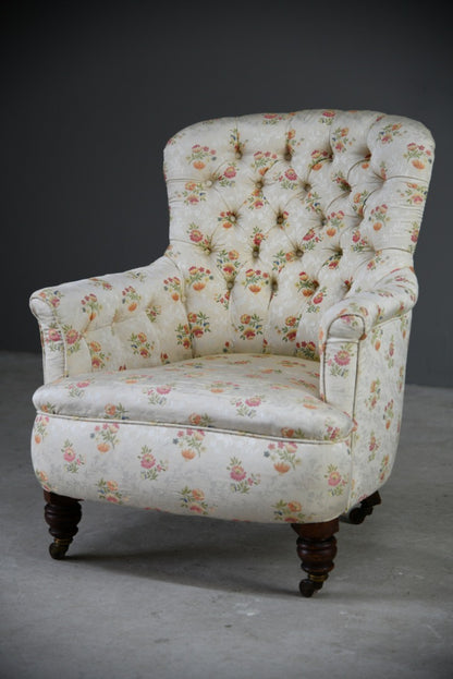 Antique Floral Upholstered Tub Chair