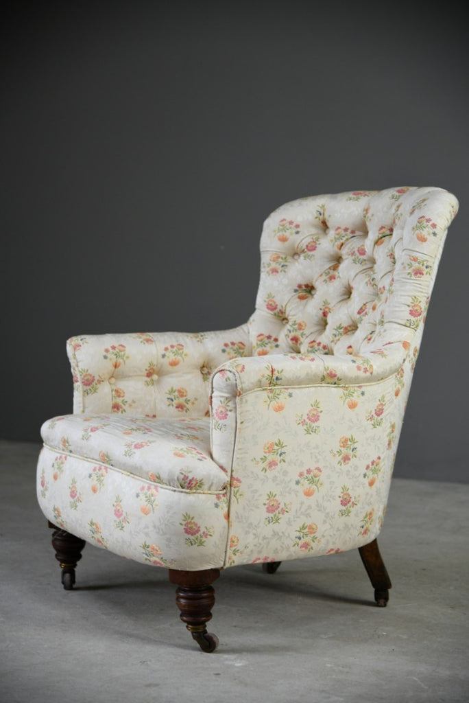 Antique Floral Upholstered Tub Chair