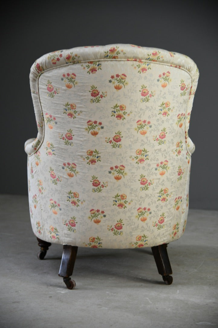 Antique Floral Upholstered Tub Chair