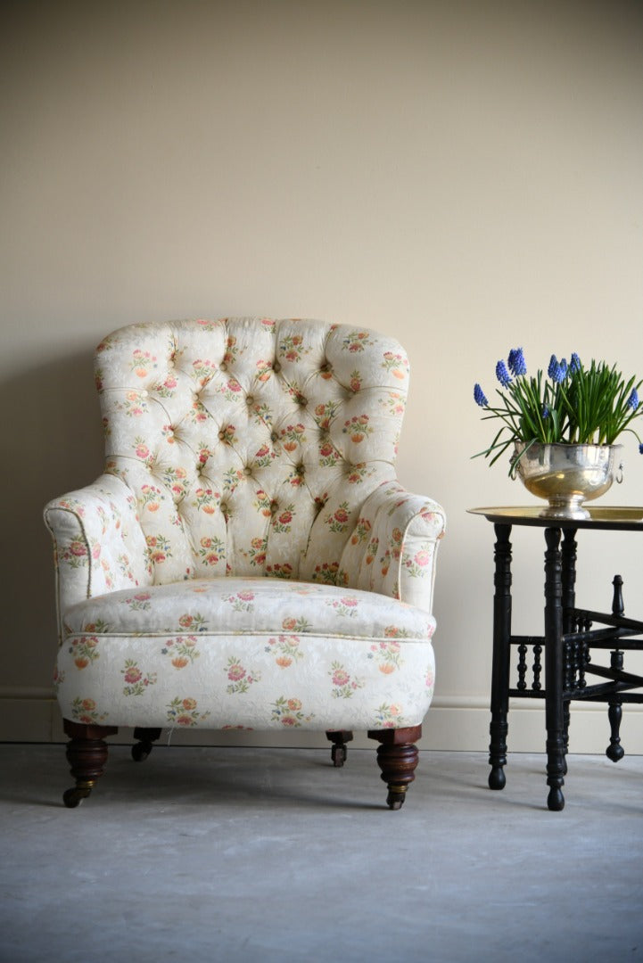 Antique Floral Upholstered Tub Chair