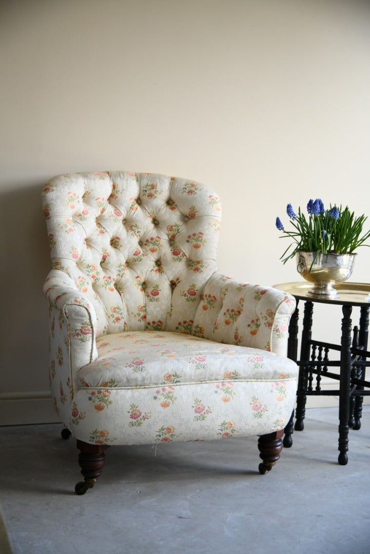 Antique Floral Upholstered Tub Chair