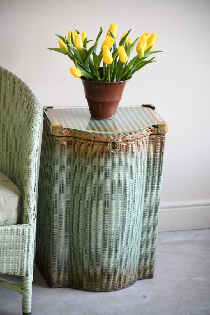 Vintage Green Bedroom Chair & Linen Basket