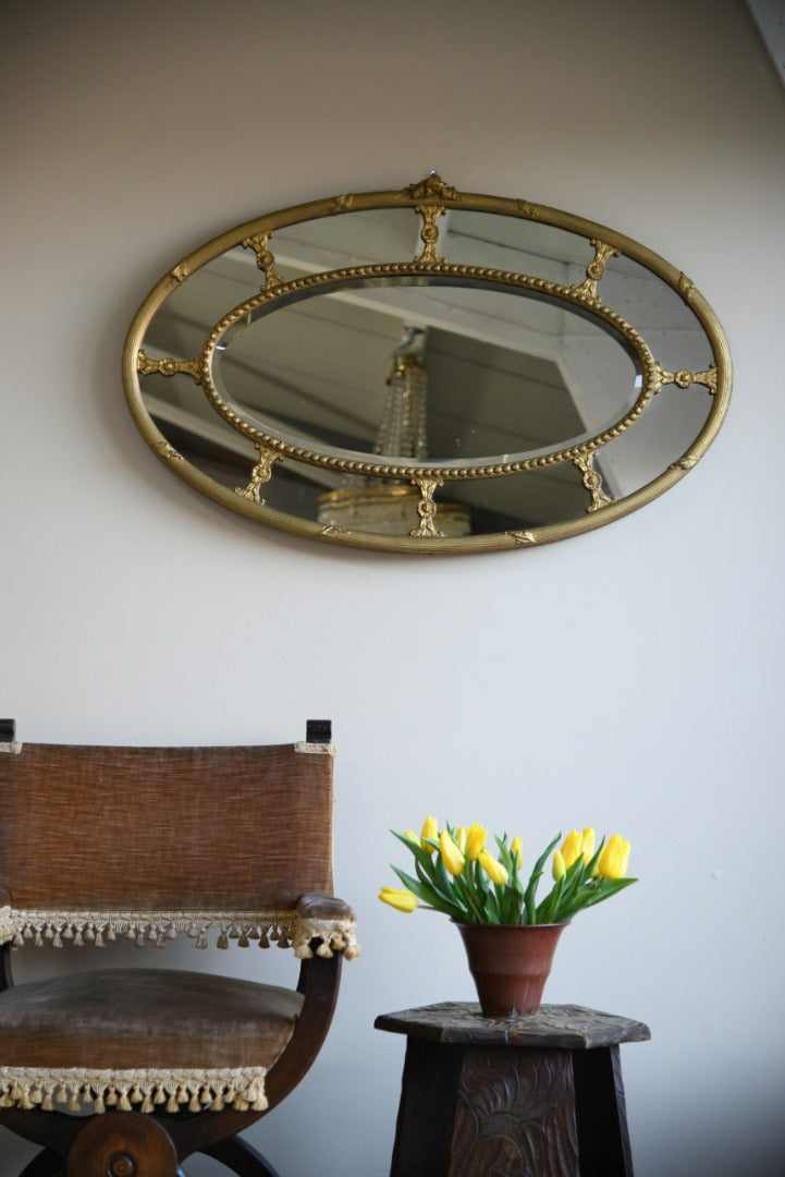 Large Antique Oval Gilt Mirror