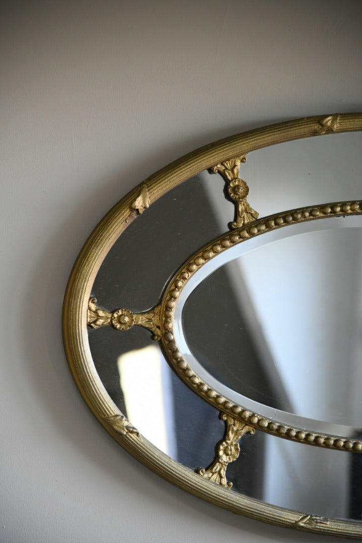 Large Antique Oval Gilt Mirror