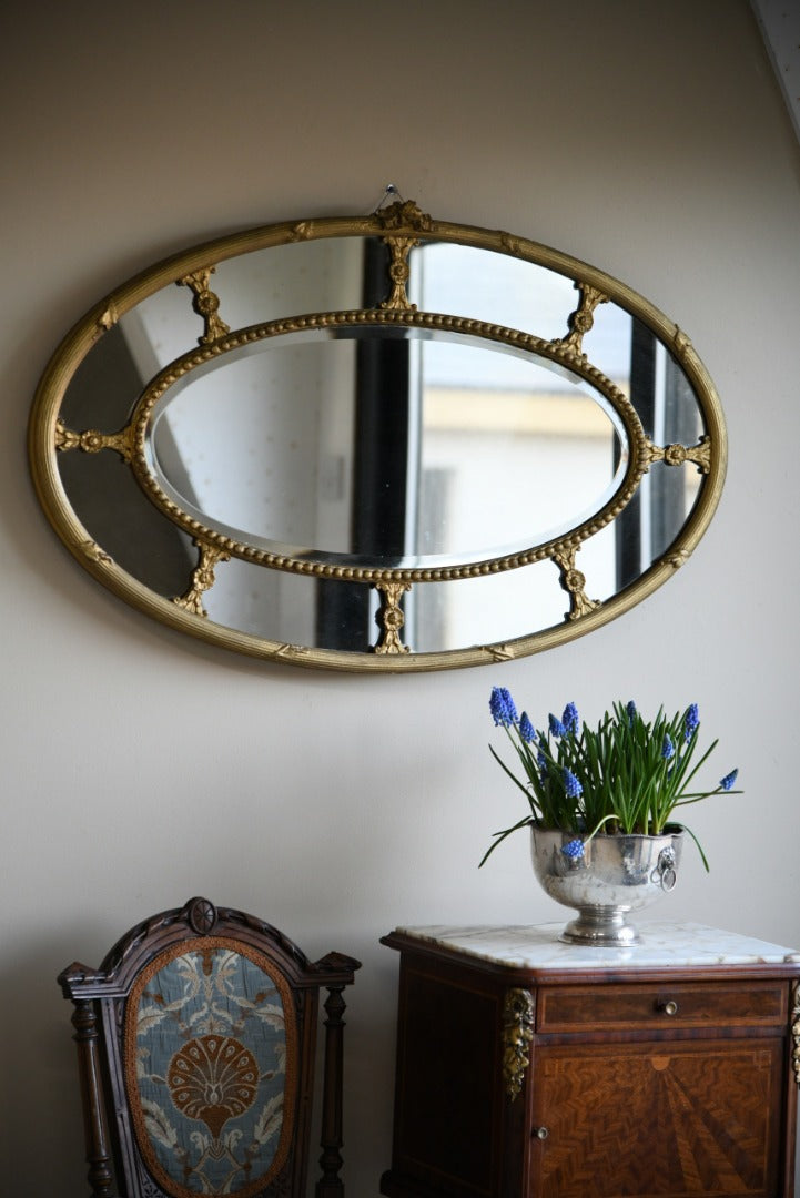 Large Antique Oval Gilt Mirror