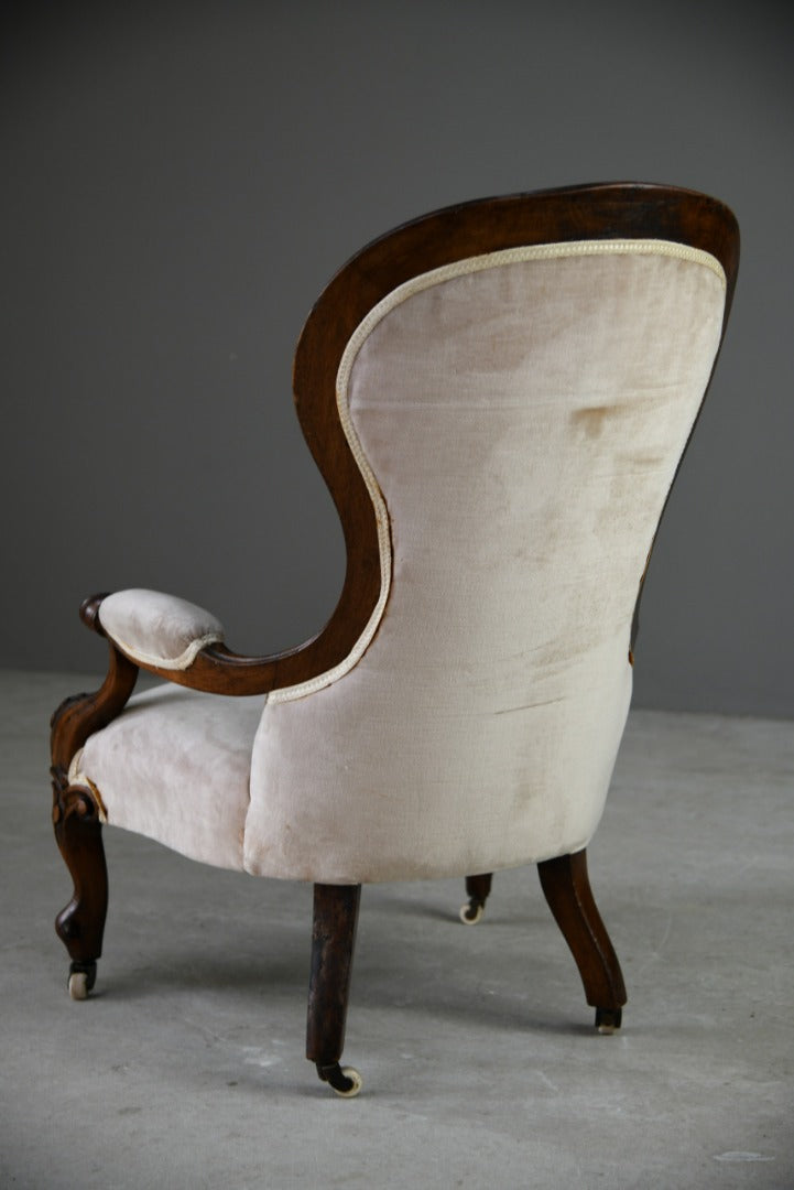 Victorian Walnut Upholstered Easy Chair