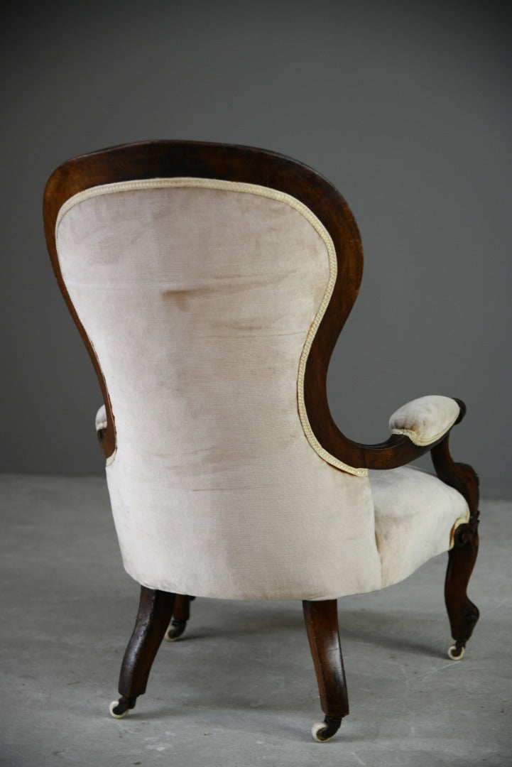 Victorian Walnut Upholstered Easy Chair