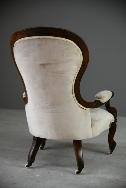 Victorian Walnut Upholstered Easy Chair