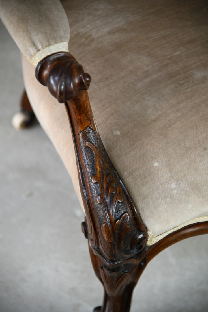 Victorian Walnut Upholstered Easy Chair