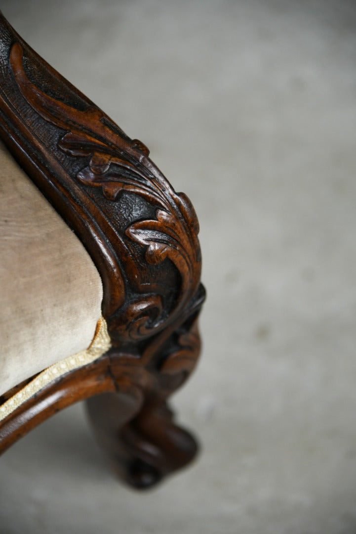 Victorian Walnut Upholstered Easy Chair