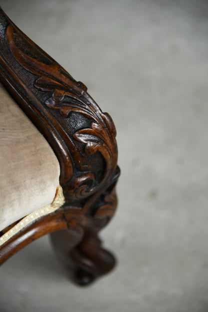 Victorian Walnut Upholstered Easy Chair