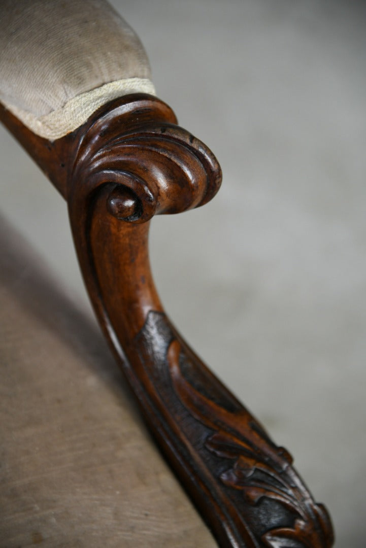 Victorian Walnut Upholstered Easy Chair