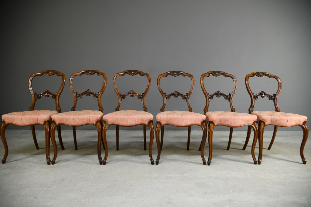 Set 6 Antique Walnut Dining Chairs