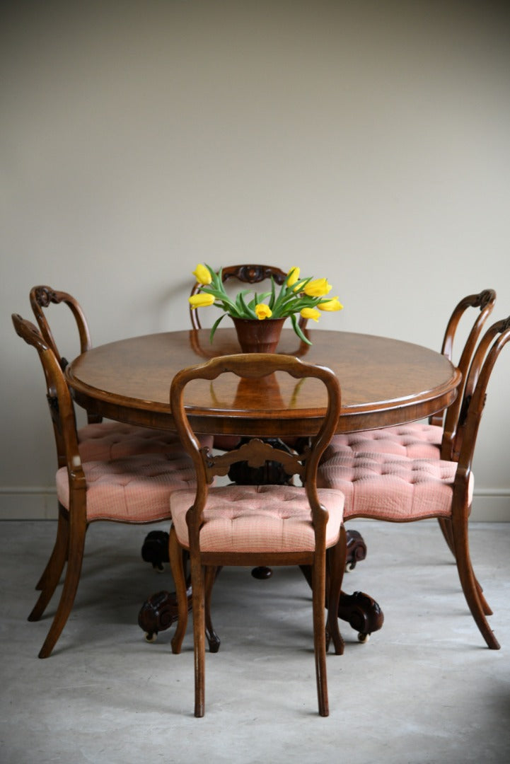 Set 6 Antique Walnut Dining Chairs