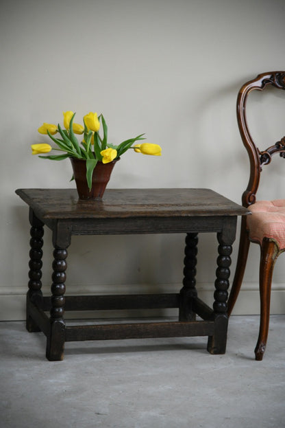 Early Oak Bobbin Side Table