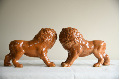 Pair of Staffordshire Lions