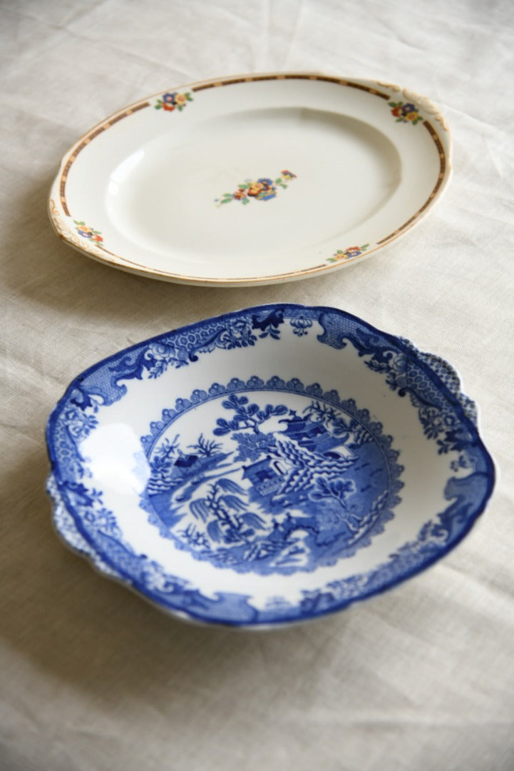 Blue and White Oval Plate