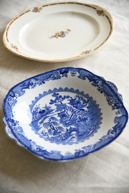 Blue and White Oval Plate