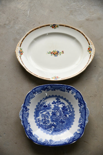 Blue and White Oval Plate